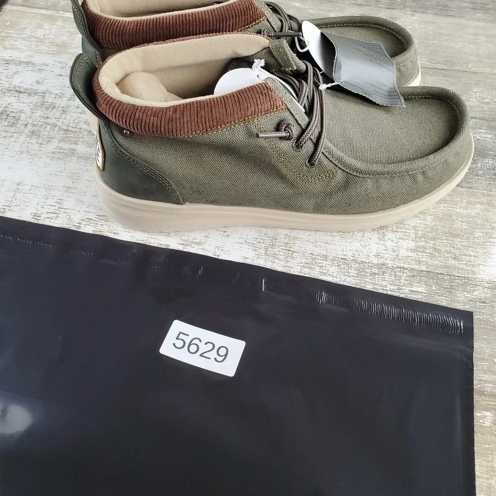 Hey Dude Wally Mid GripR Mens Shoes Sz 9 Dusty Olive Round Toe Slip On Workwear